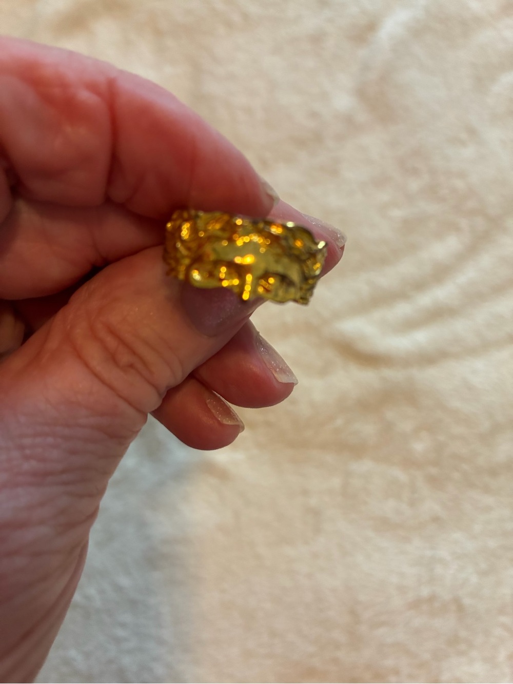 Gold Tone Adjustable Women's Decorative Ring